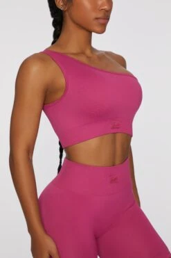 Asymmetric Crop Top In Dark Pink -Core Fit Shop bt0408 2 empowered dark pink asymetric crop top