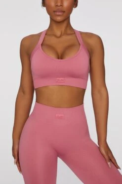 Cross Back Sports Bra In Pink -Core Fit Shop bt0411 1 pink cross back sports bra