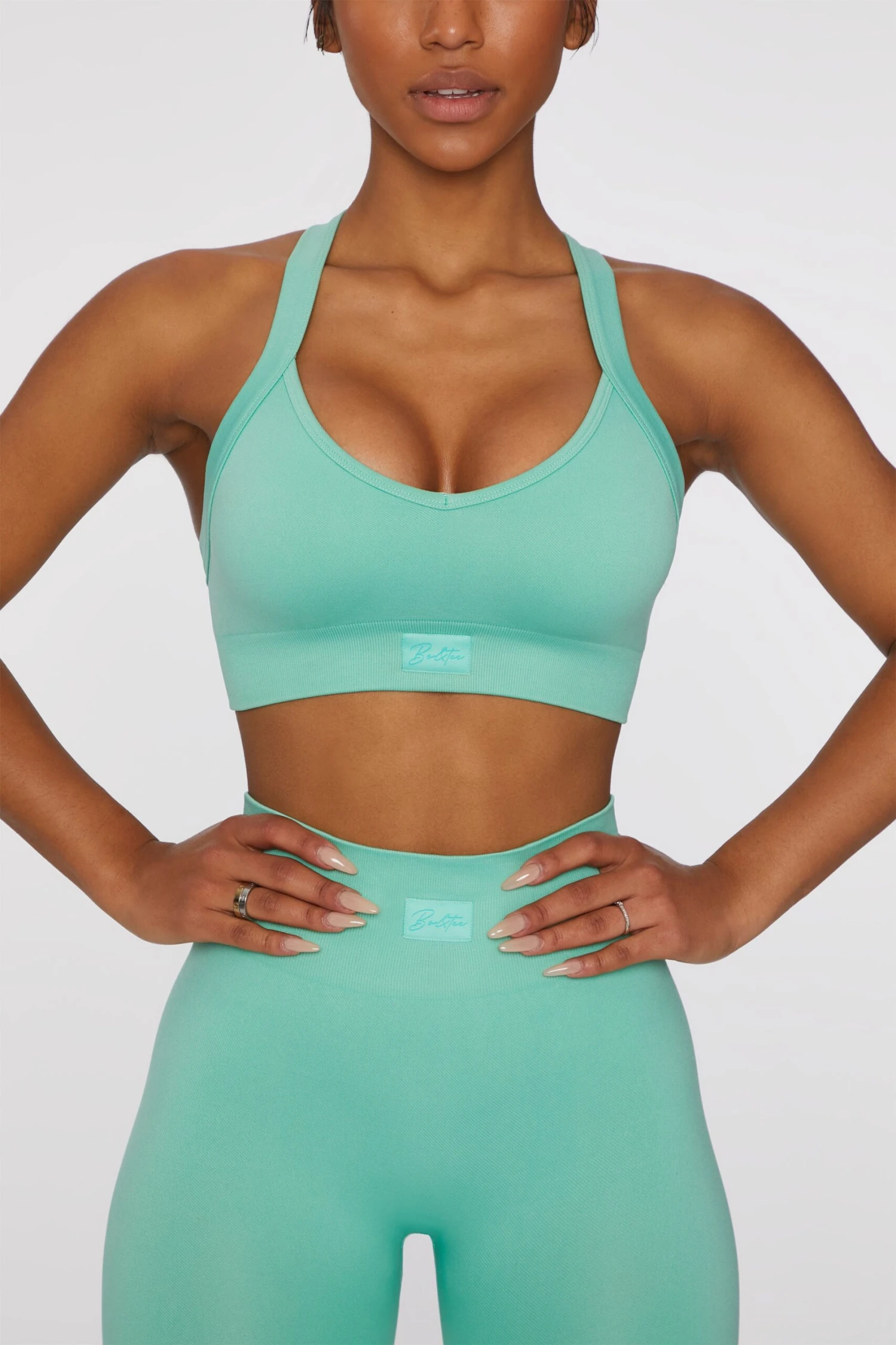 Cross Back Sports Bra In Turquoise 7 Cross Back Sports Bra In Turquoise - Image 5