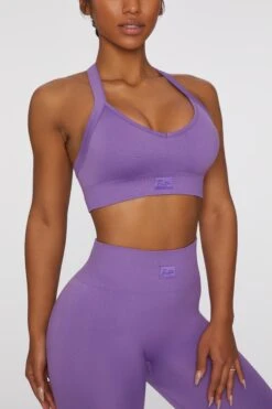 Cross Back Sports Bra In Purple -Core Fit Shop bt0411 2 purple cross back sports bra