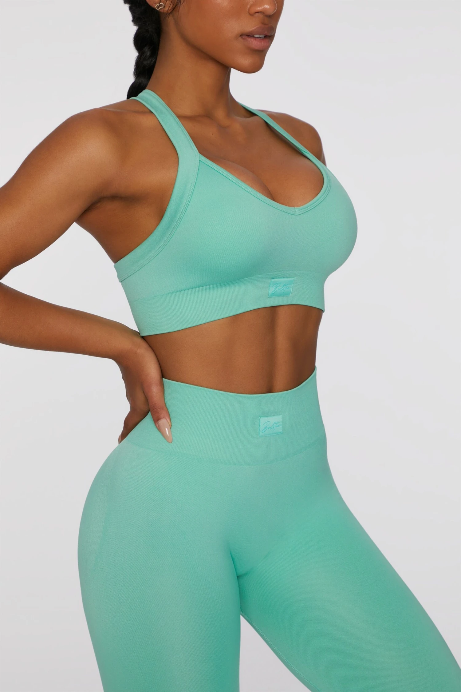 Cross Back Sports Bra In Turquoise 8 Cross Back Sports Bra In Turquoise - Image 6