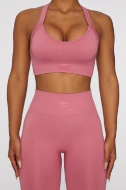 Cross Back Sports Bra In Pink -Core Fit Shop bt0411 4 pink cross back sports bra