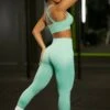 Leggings In Turquoise 2 Leggings In Turquoise -Core Fit Shop bt0411 bt0404 2 turquoise cross back sports bra leggings 1