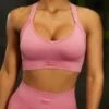 Cross Back Sports Bra In Pink 1 Cross Back Sports Bra In Pink -Core Fit Shop bt0411 bt0404 4 purpose energetic pink cross back sports bra sports leggings