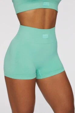 Mini Shorts In Turquoise -Core Fit Shop bt0412 1 take action turquoise mini shorts sportswear