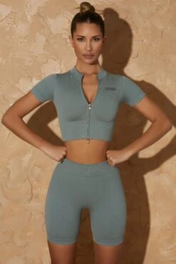 Biker Shorts In Lead Blue -Core Fit Shop bt0428 bt0426 2 wont quit blue cycling shorts activation double zip crop top