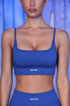 Strappy Sports Bra In Blue -Core Fit Shop bt0431 bt0434 5 optimum off piste blue sports bra leggings set