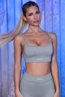 Strappy Sports Bra In Grey 15 Strappy Sports Bra In Grey -Core Fit Shop bt0431 bt0434 5 optimum off piste grey sports bra leggings set
