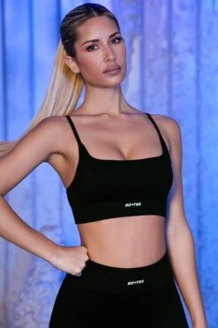 Strappy Sports Bra In Black -Core Fit Shop bt0431 bt0434 8 optimum off piste black sports bra leggings set