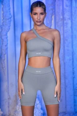 Ribbed Biker Shorts In Grey -Core Fit Shop bt0432 bt0436 1 on the rink grey new peaks cycling shorts 1