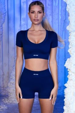 Ribbed Mini Shorts In Navy -Core Fit Shop navy 6 2 1