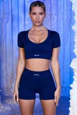 Ribbed Mini Shorts In Navy -Core Fit Shop navy 7 2