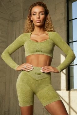Seamless V Waist Biker Shorts With Shaping Detail In Olive -Core Fit Shop olive 3