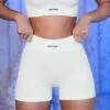Ribbed Mini Shorts In White -Core Fit Shop white 10 2