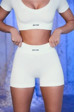 Ribbed Mini Shorts In White