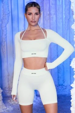 Ribbed Biker Shorts In White 20 Ribbed Biker Shorts In White -Core Fit Shop white 17 1