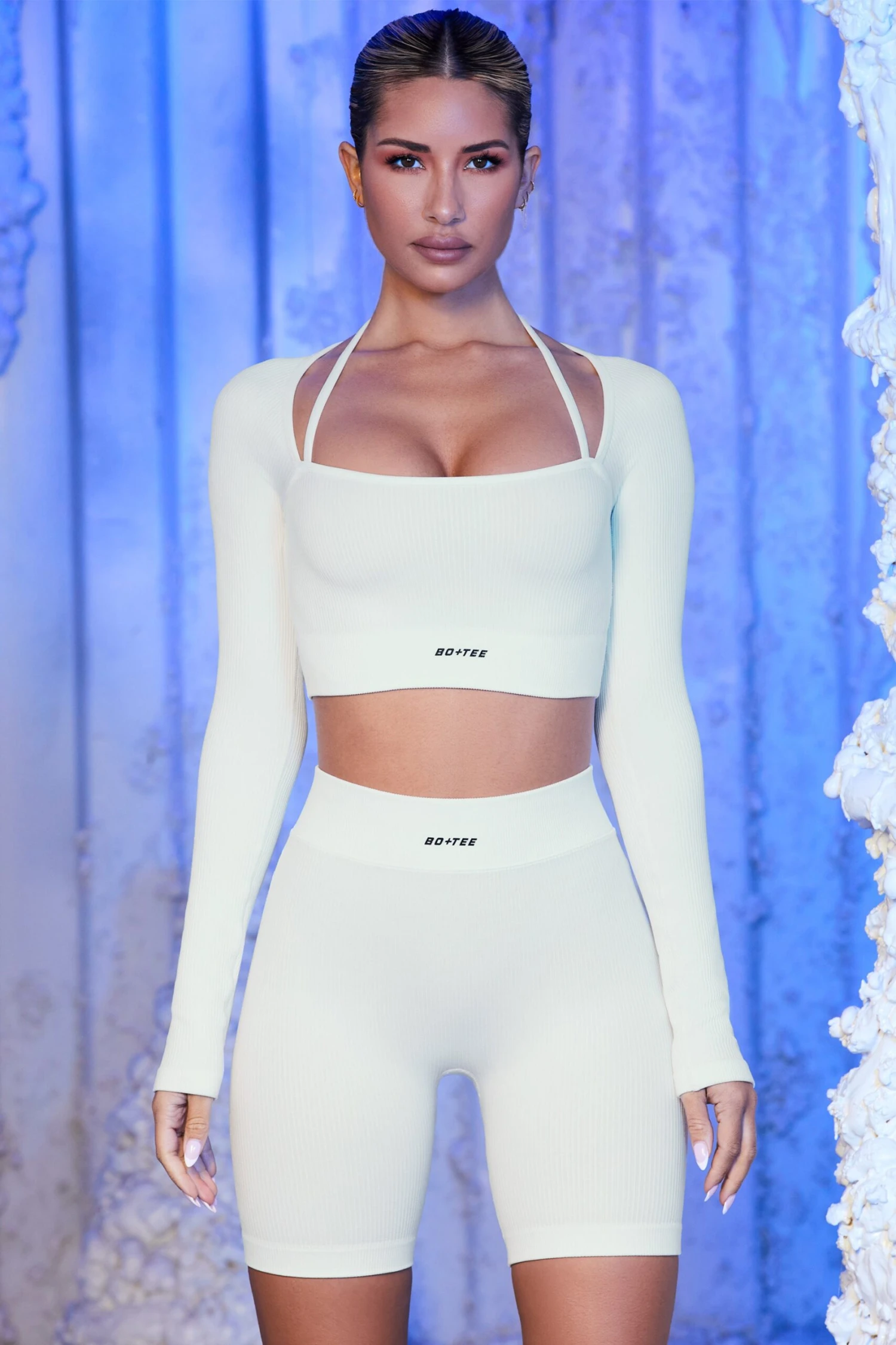 Ribbed Biker Shorts In White 11 Ribbed Biker Shorts In White - Image 9