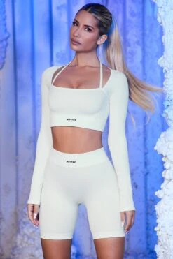 Ribbed Biker Shorts In White 22 Ribbed Biker Shorts In White -Core Fit Shop white 19 1