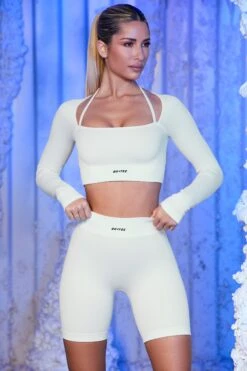 Ribbed Biker Shorts In White 17 Ribbed Biker Shorts In White -Core Fit Shop white 20 1