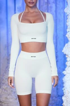 Ribbed Biker Shorts In White 19 Ribbed Biker Shorts In White -Core Fit Shop white 22 1