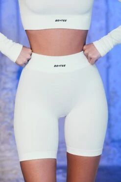 Ribbed Biker Shorts In White 16 Ribbed Biker Shorts In White -Core Fit Shop white 23 2