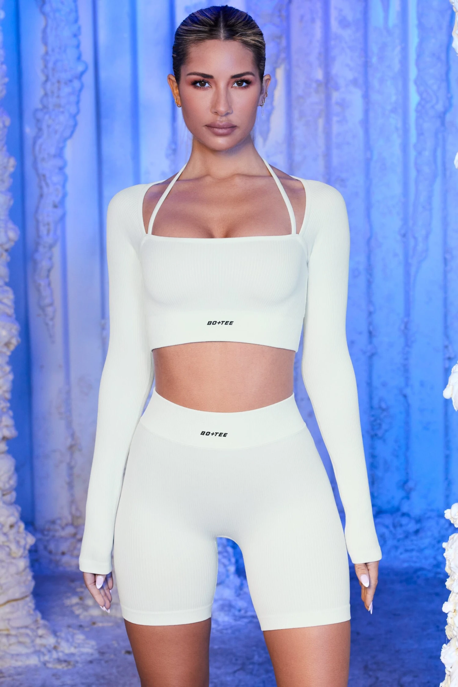 Ribbed Biker Shorts In White 3 Ribbed Biker Shorts In White