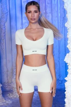 Ribbed Mini Shorts In White -Core Fit Shop white 6 1 3